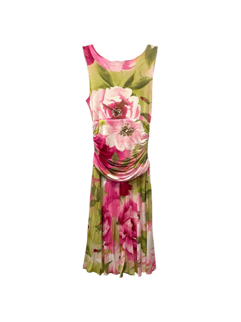 Karen Kane Womens Size Small Floral Sleeveless Midi Dress Watercolor Ruching - Picture 4 of 12